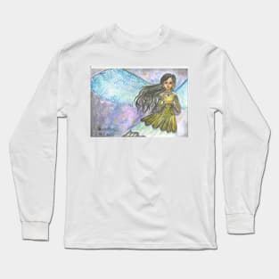 Fairy of stars - A magical fairy with feathers illustration  inspired by the night sky Long Sleeve T-Shirt